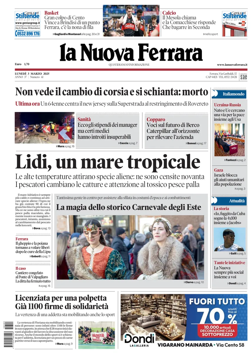 Prima-pagina-nuova ferrara-oggi-edizione-del-2025-03-03